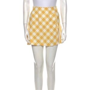 Reformation Yellow Plaid Mini Skirt